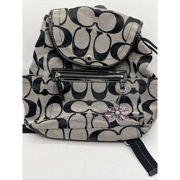 Coach Daisy Poppy Black and Gray Backpack Signature Monogram Read Description - Picture 13 of 13
